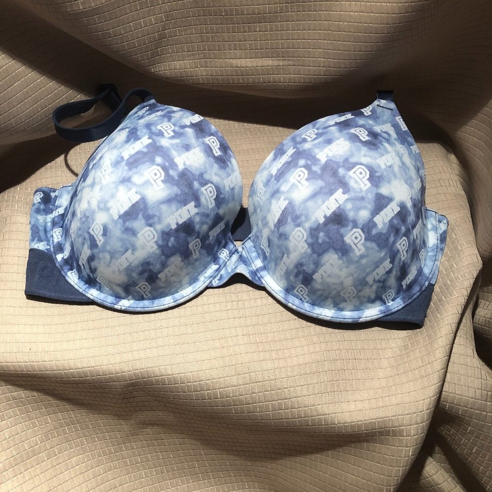 Pink  blue bra, adjustable switchable straps, 34D